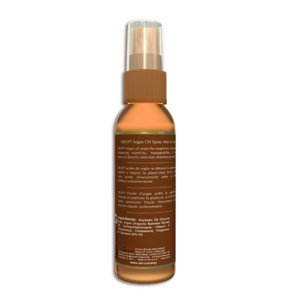 Okay Moisturizing Mist Hair Spray with Argan Oil - Hydrating Hair Oil Mist with Vitamin E, Restores Damaged Strands, Provides Shining Luster
