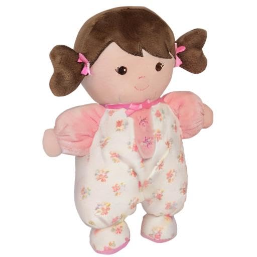 Baby Starters Plush Baby Doll with Rattle, Brunette Olivia, Pink, 9 inch