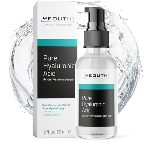 YEOUTH Pure Hyaluronic Acid Serum for Face 99% for Dry & Dull Skin, Hydrating Hyaluronic Acid Face Serum for Women & Men, Facial Care For All Skin