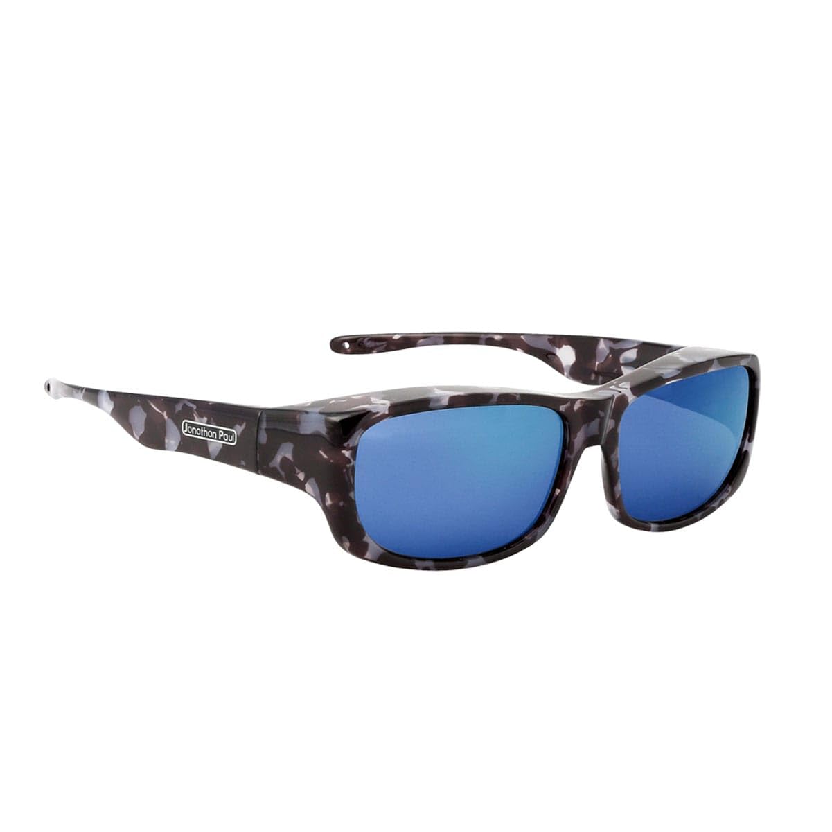 Jonathan Paul Pandera Polarized Fitover Sunglasses in Black Marble with Blue Mirror Lenses