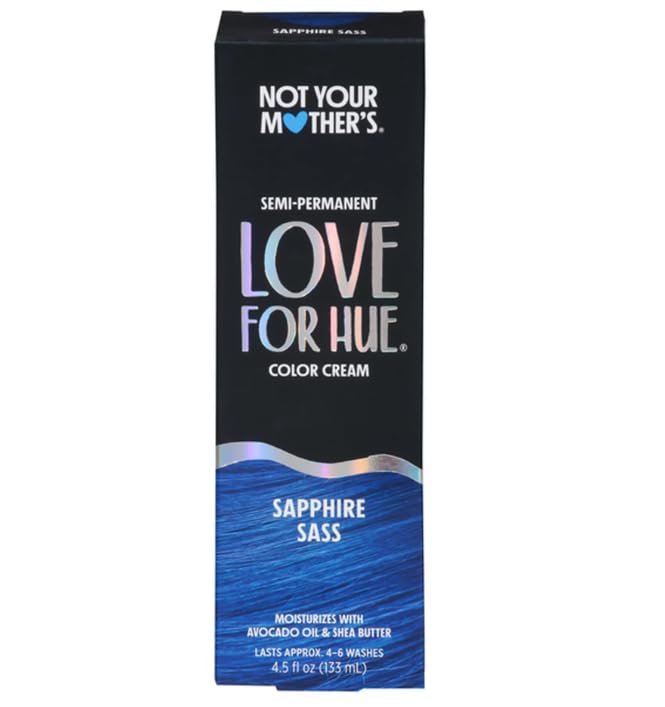 Not Your Mother's Love For Hue Semi-Permanent Hair Color Cream, Sapphire Sass, Blue 4.5 fl oz / 133 ml