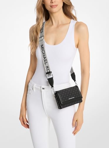 Michael Kors Women's Jet Set Small Phone Crossbody Bag, Silver-Tone Hardware/Black