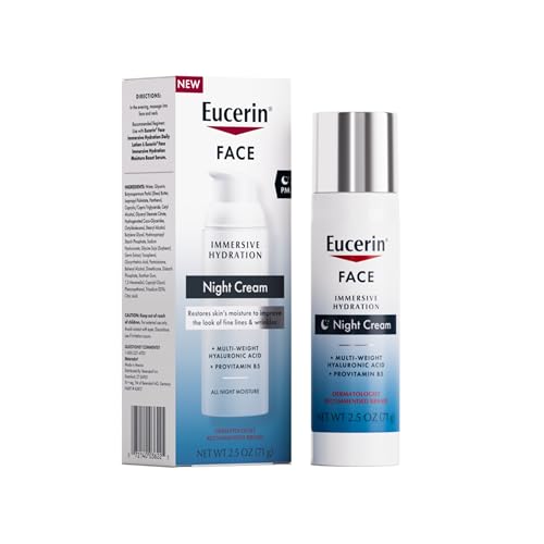 Eucerin Face Immersive Hydration Night Cream with Hyaluronic Acid and Provitamin B5, Ultra-Lightweight Face Moisturizer Smooths Fines Lines