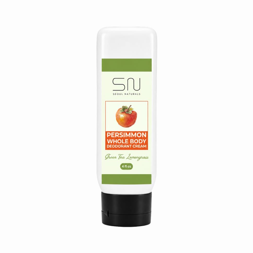 Seoul Naturals Persimmon Whole Body Deodorant Cream 2 Pack, Green Tea Lemongrass Scented, Eliminates Nonenal Odors, k beauty inspired, 8fl oz, 2 x 4fl Beauty and Personal Care Seoul Naturals