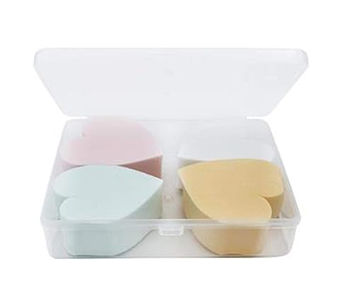 4PCS Heart-shaped Beauty Makeup Sponge Facial Foundation Liquid Powder Dry and Wet Use Blender Puff Cosmetics Blush Applicators With Storage Box
