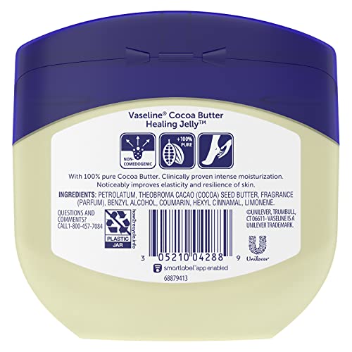 Vaseline Healing Jelly Moisturizer For Dry Cracked Skin Cocoa Butter Hypoallergenic 13 oz