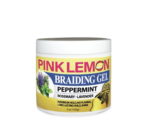 PINK LEMON Braiding Gel Peppermint - Maximum Hold, No Flaking, Long Lasting Hold, High Shine. For Micro, Inter, Dread, Faux, Loc, Twist, Braid, Edge