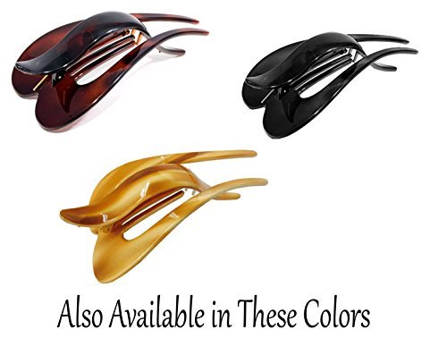 Parcelona French Pelican Black 5 Inch Salon Hinge Celluloid Beak Side Slide In Slider Secure Grip Hair Claw Clip Clamp