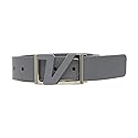 AMBA7 Volvik 100% Genuine Italian Real Solid Leather Belt Strap Free Size up to 46", Unisex, Grey