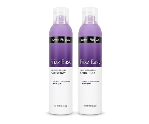 John Frieda Frizz Ease Moisture Barrier Firm Hold Hairspray, 12 oz (Pack of 2), Humidity-Resistant Anti-Frizz Finishing Spray with Heat Protection