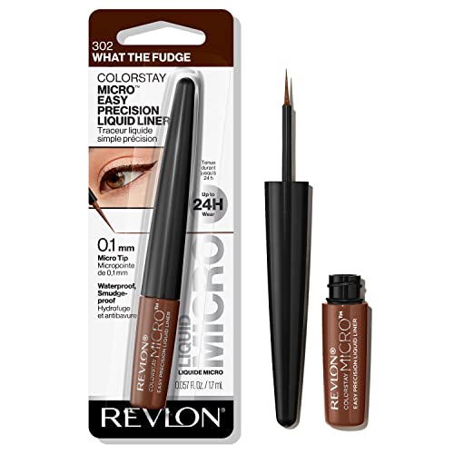 REVLON ColorStay Micro Easy Precision Liquid Eyeliner, Waterproof, Smudgeproof, Longwearing, Stocking Stuffer for Her, 302 What the Fudge, 0.057 fl oz