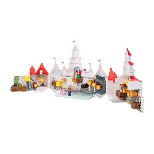 Super Mario Bros. Movie Mushroom Kingdom Castle Playset – Includes 1.25" Mario & Princess Peach Figures, Interactive Training Grounds, Ages 3+