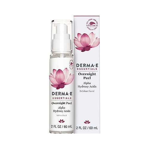 DERMA E Essentials Overnight Peel - Vegan, Gluten-Free Nourishing Facial Exfoliant with Alpha Hydroxy Acid and Lactic Acid, 2 fl oz