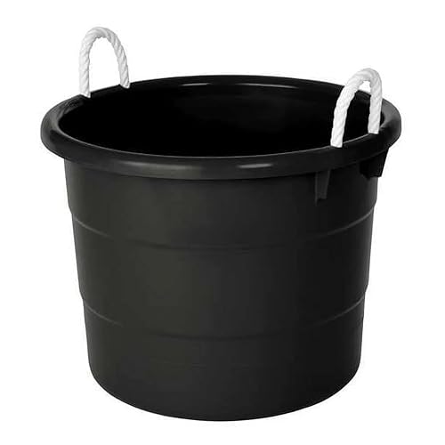 HOANK Storage Tub w/Rope Handles, 19 Gal, Black