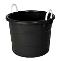 HOANK Storage Tub w/Rope Handles, 19 Gal, Black