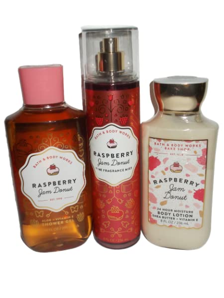 Bath and Body Works - Raspberry Jam Donut - Daily Trio - Spring - 2021 Beauty & Personal Care Bath & Body Works