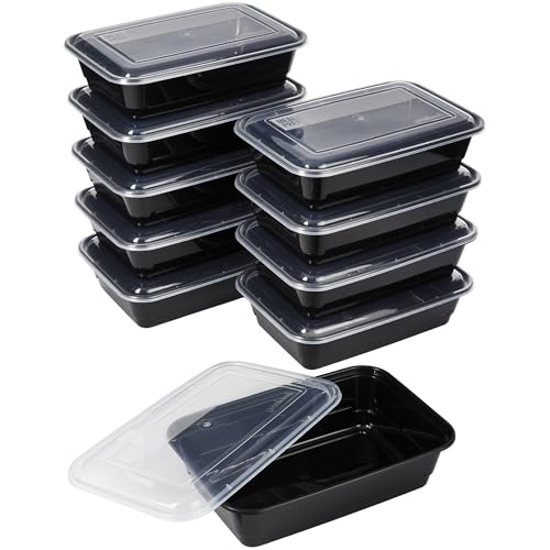 GoodCook Meal Prep Containers, Single Compartment 10-Pack, BPA-Free Reusable Food Storage, Black, Microwave & Freezer Safe, Stackable Meal Prep…