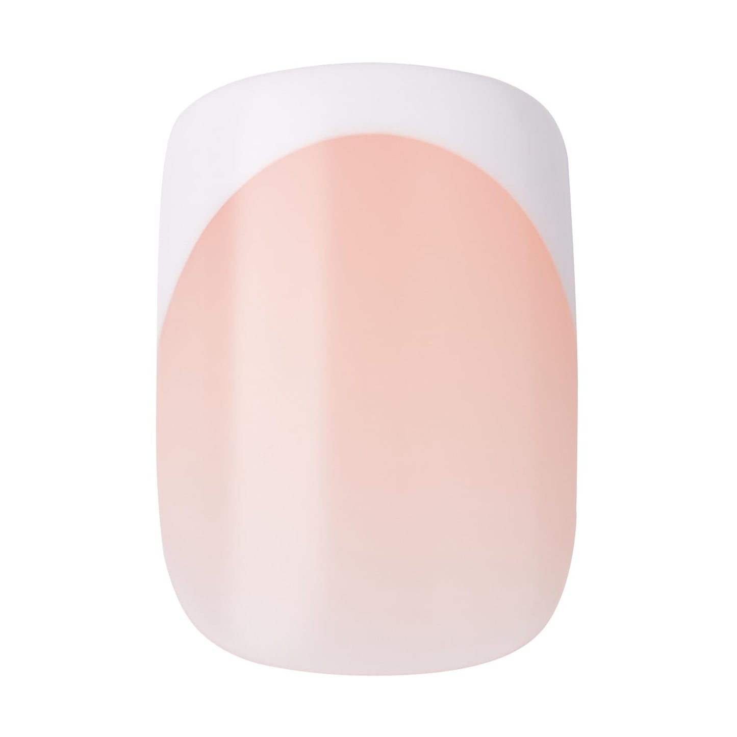 KISS Salon Acrylic Press On Nails, Nail glue included, 'Bonjour', Nude/ White, Short Size, Squoval Shape, Includes 28 Nails, 2g Glue, 1 Manicure