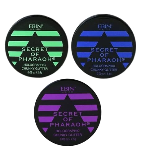 Secret of Pharaoh Holographic Chunky Glitter Emerald Forest and Aquamarine Bundle with Purple Shake by EBIN NEW YORK - Multi-Color Large Flake Craft
