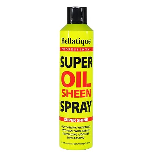 BELLATIQUE Super Oil Sheen Spray (14.88 oz) - Super Shine. Lightweight, Hydrating, Anti-Frizz, Non-Greasy, Revitalizing, Soothes, Long Lasting, Deep