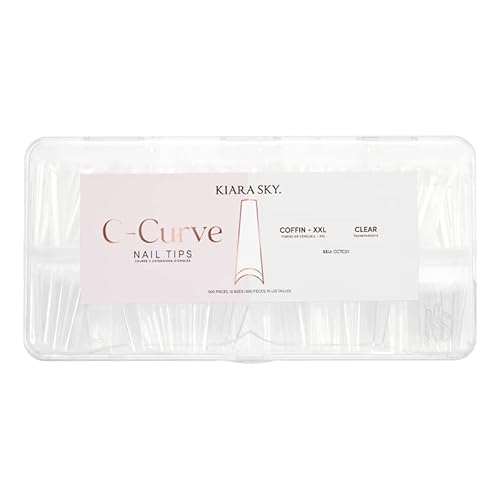 Kiara sky Nail Tips | C Curve Coffin Clear | 500 pieces | XXL Length | 10 Sizes