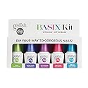 Gelish Dip Basix Kit - Prep, Base Coat, Activator, Top Coat & Brush Restorer - Easy, Odor-Free, No UV or LED Lamp Required for Long-Lasting