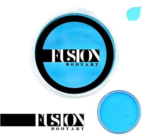 Fusion Body Art Pro Face Paint | Prime Light Blue (32gm), Professional Quality Water Activated Face and Body Paint Supplies Single Makeup Cake