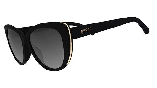 goodr It's Noir, Darling Polarized Sunglasses, Medium Sized (Glam G), Black Solid Frames with Black Gradient Lenses, Light Gold Accents, UV400