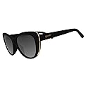 goodr It's Noir, Darling Polarized Sunglasses, Medium Sized (Glam G), Black Solid Frames with Black Gradient Lenses, Light Gold Accents, UV400