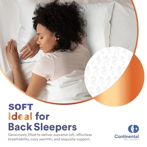 Continental Bedding Siberian Goose Down Pillow - 800 Fill Power White Goose Down - 400 Thread Count 100% Cotton Shell - Soft, Medium & Firm Luxury