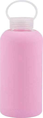 Apana Yoga Glass Water Bottles BPA Free Non Slip Sleeve Leak Proof Lid Reusable 32 Oz Sports Water Bottle Wide Mouth Lid Portable Hydration Tumbler