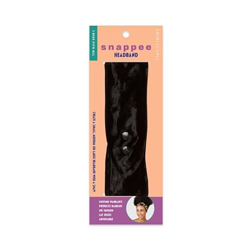 SWIRLYCURLY Women’s Fashion Headband for Thick, Natural, Curly Hair | No-Slip, 3-Snap, Adjustable, Washable, Turban Headwrap (1 Pack, Black Velvet)