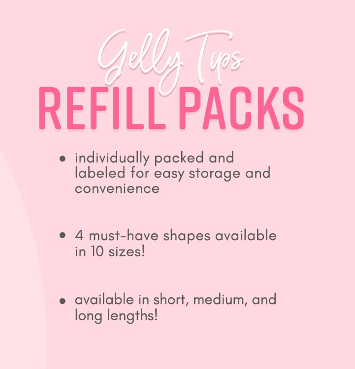 Kiara Sky Gelly Tip Soak Off Nails Refill Packs - Almond Short (Sizes 3, 4, 5) Beauty & Personal Care KIARA SKY