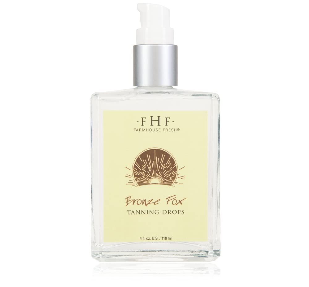 FarmHouse Fresh Self-Tanner, Vitamin E Oil for Body With Aloe Vera. Tanning Serum. Bronze Fox Tanning Drops, 4 Fl Oz
