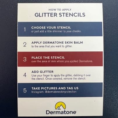 Lips & Face Glitter Kit - Snow/USA Stocking Stuffer - Biodegradbale Glitter - Includes 2 Glitter Colors + Stencil + Skin Balm to Apply - Perfect