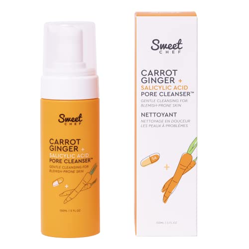 Sweet Chef Carrot Ginger + Salicylic Acid Pore Cleanser - Foaming Face Wash and Gentle Cleanser for Blemish Prone Skin - Brightening Ginger, Pore