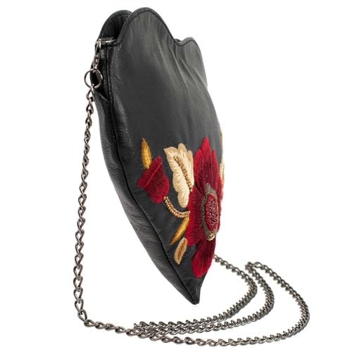 Mary Frances Heartbeat Leather Crossbody Handbag, Black