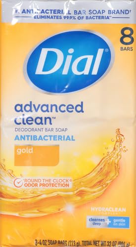 Dial Antibacterial Bar Soap, Gold, 32 Bars, 8 Count (Pack of 4)
