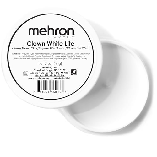 Mehron Makeup Clown White Lite | Professional Face Paint & Body Paint | White Cream Face Paint for Clown Makeup, Stage, Film, Cosplay, Mime