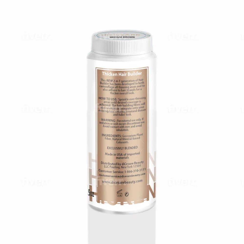 diCesare NEW! 2-n-1 Thicken Natural Hair Builder Dark Brown Custom Formulation Covers Thinning Areas and Attaches to Existing Hair Appearing Thicker