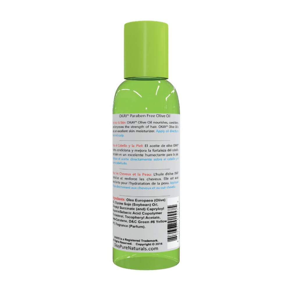 OKAY - Blended Olive Oil For Hair and Skin - For All Hair Textures & Skin Types - Conditions Hair - Moisturizes Skin - Paraben Free - 2 oz