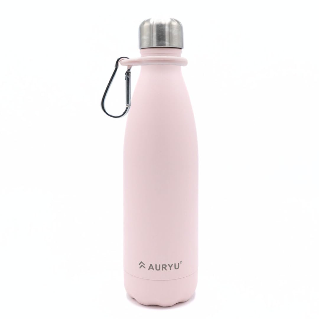 Auryu Best in Class Triple-Walled Insulated Stainless Steel Water Bottle with bonus handle included, Drinks Cold for 24h & Hot for 12h, Leak Proof