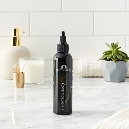 Righteous Roots Rx Hair Oil – Hair Growth, Anti-Frizz & Thickening Oil for Curly, Wavy, Natural Hair & Beards – 4 fl oz (Hair RX)