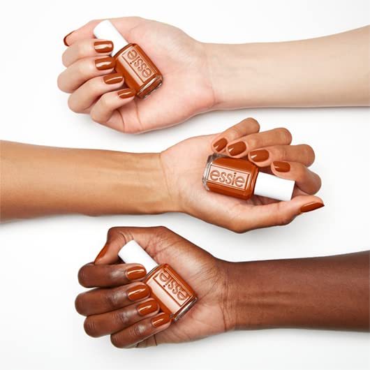 essie nail polish, ferris of them all collection, muted burnt-orange glossy shine nail color with a cream finish, let it slide, 0.4600 fl. oz.