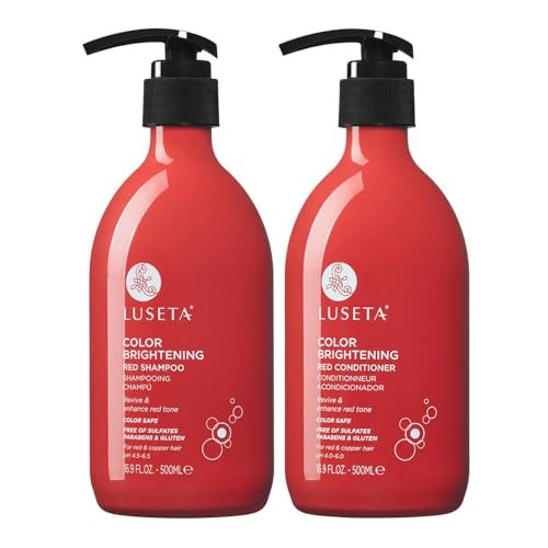 Color Treated Red Hair Shampoo and Conditioner Set with Pomegranate Extract for Copper Brightening and Strengthening, for Women and Men, 16.8oz*2