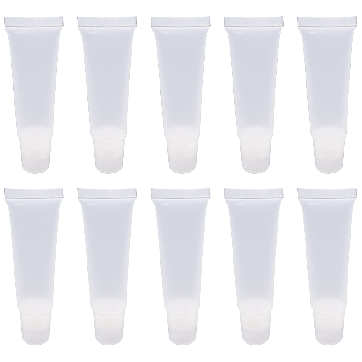 Ewanda store 50PCS 10ml Empty Lip Gloss Balm Tubes Lip Gloss Containers Cute Lipgloss Supplies Squeeze Tubes with Bevel Stoppers