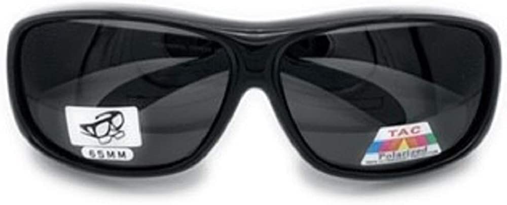 Polarized Fit Over Wear Over Reading Glasses Sunglasses, Size Large (Black 43299, Smoke)