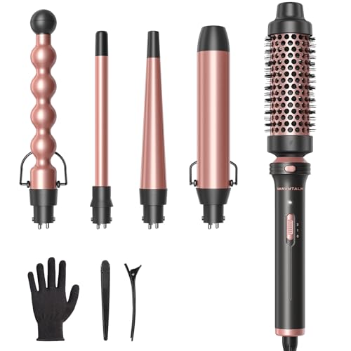 Wavytalk 5 in 1 Curling Wand Set, Multi Curl, Curling Wand Set with Thermal Brush and 4 Interchangeable Ceramic Curling Wand(0.5”-1.25”), Instant Heat Beauty and Personal Care wavytalk Default Title