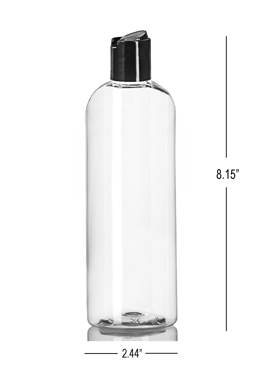 ljdeals 16 oz Clear Plastic Empty Bottles with Black Disc Top Caps, Squeezable Refillable Containers for Shampoo, Lotions, Cream and more Pack of 2 Beauty and Personal Care ljdeals