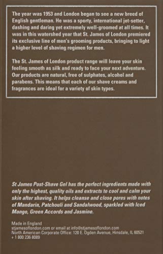 St James of London Mandarin & Patchouli Post Shave Gel, 3.4 Fl Oz